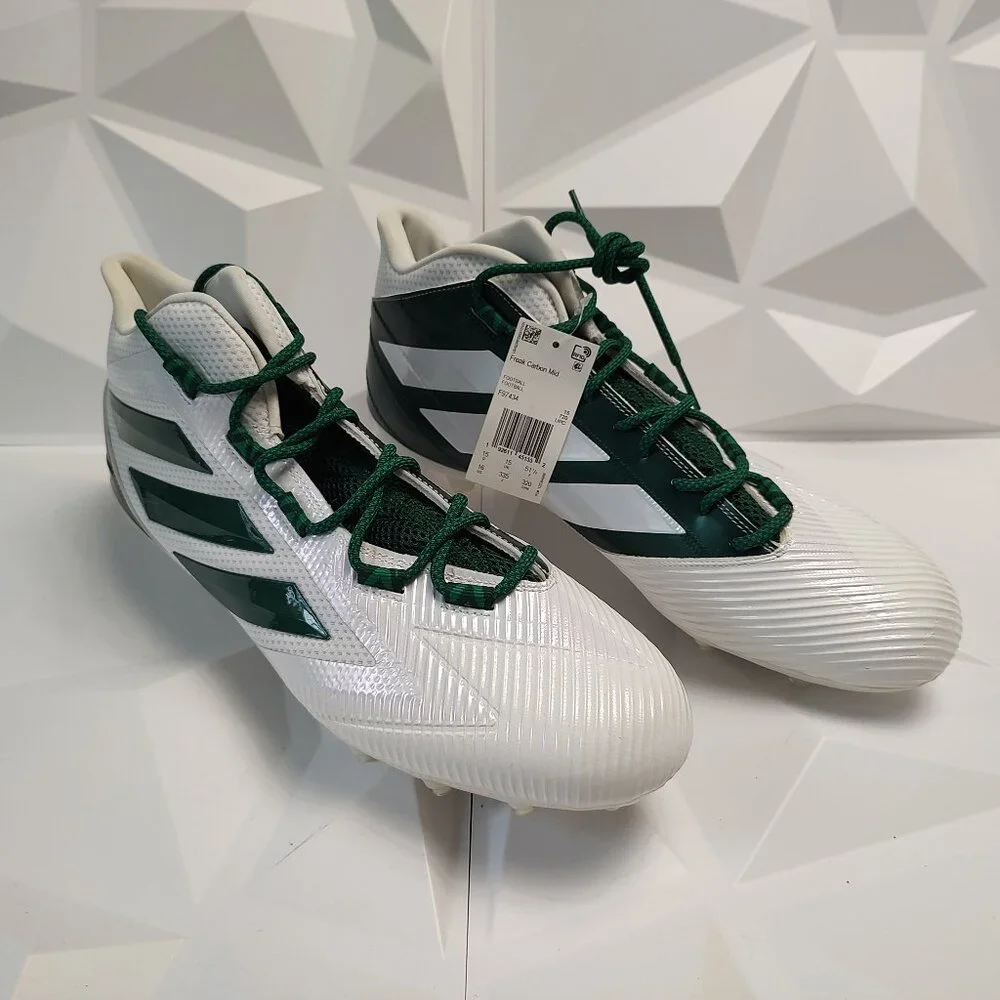 Adidas Mens Football Cleats 16 White Green Shoe Lacrosse Freak Carbon Mid - Picture 5 of 13